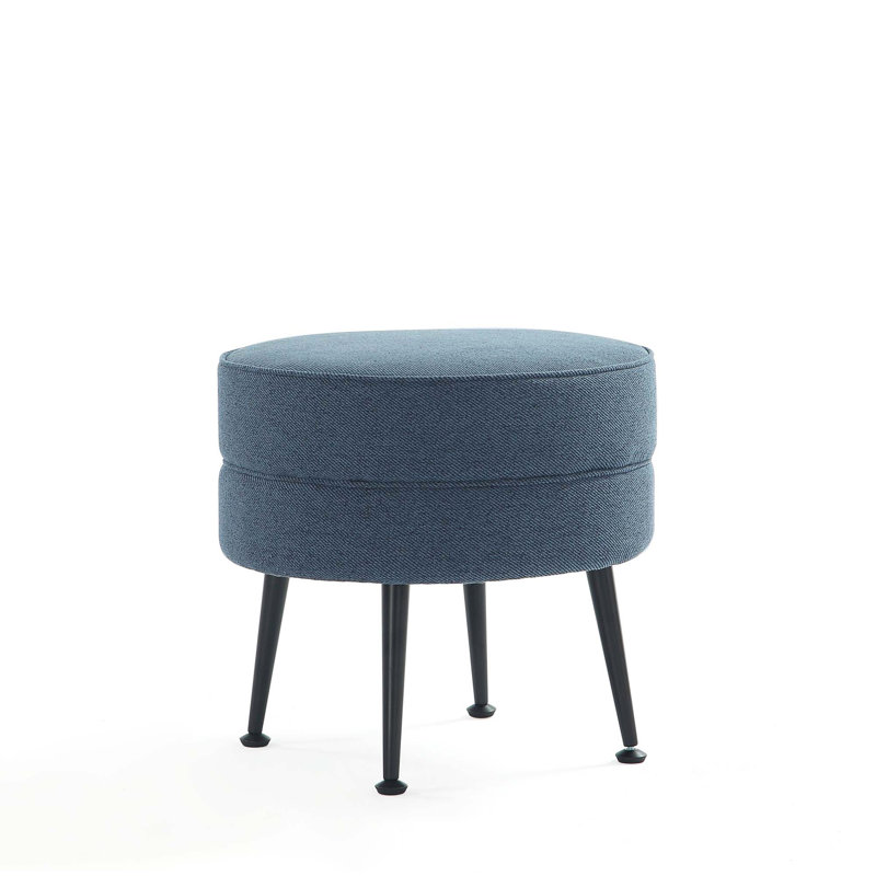 Accent Ottoman, Black, Blue