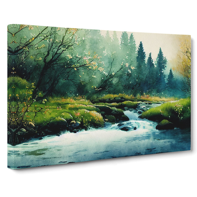 XXX-H1022-WF-8556X Summer Forest Stream Vol.4 - Wrapped Canvas Print