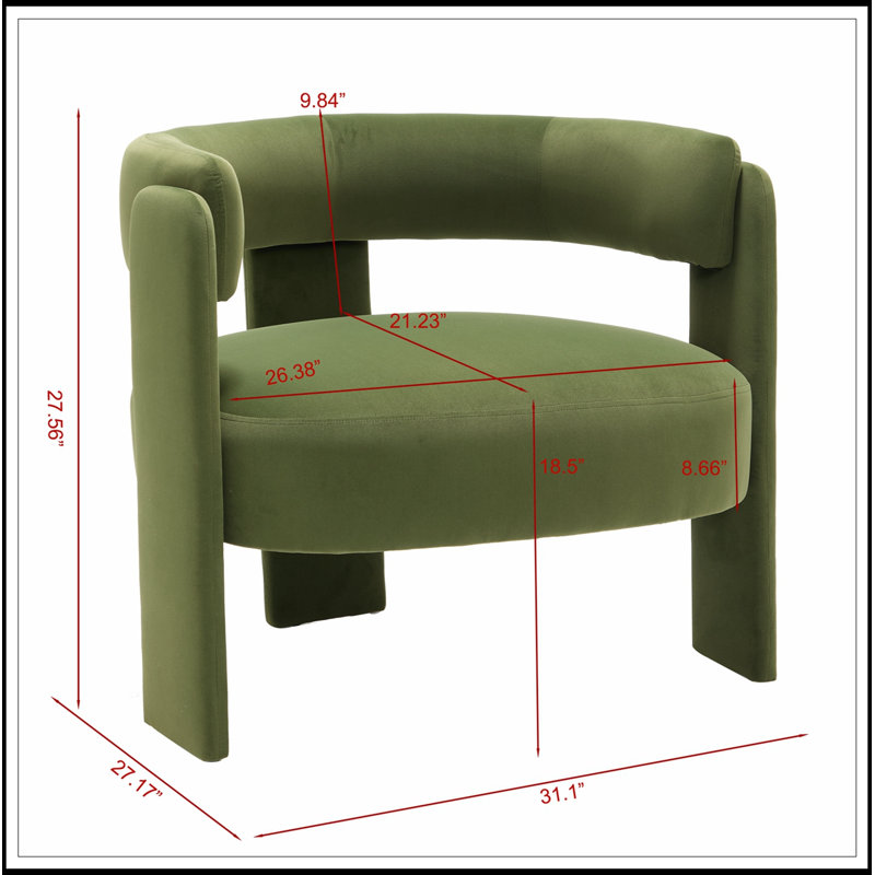 Chaise d'appoint avec pieds en bois robustes, Green