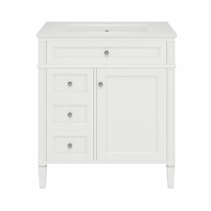 Armoire de rangement moderne avec 3 tiroirs, Blanc