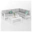 Ensemble de conversation modulaire en aluminium 4 pièces pour patio, canapé 7 places avec coussins gris clair épais et structure blanche et table basse