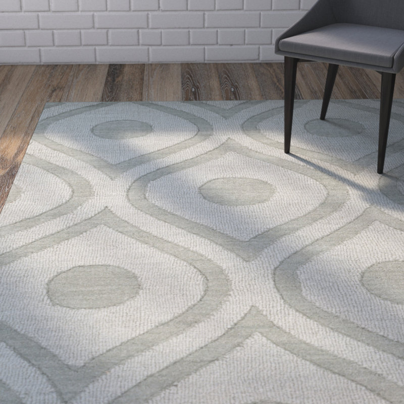 Tapis gris en laine tissé à la main Zora, Rectangle 4 pi x 6 pi