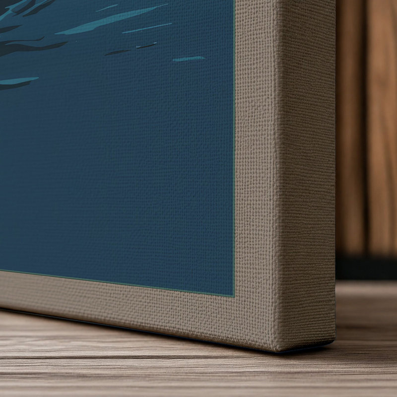 Whale in Motion Coastal - Wrapped Canvas, 24x16 - 61.0 x 40.6 cm, Taupe Border
