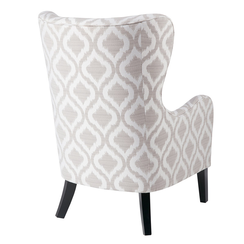 Fauteuil à oreilles avec dossier et accoudoirs ronds, pieds en bois massif, coussin d'assise amovible, fauteuil à oreilles intrigant en mousse haute: rembourrage, dossier, coussin fin