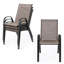 Chaises de salle à manger d'extérieur empilables PVC-coated polyester (ensemble de 4), structure en métal thermolaqué, brun