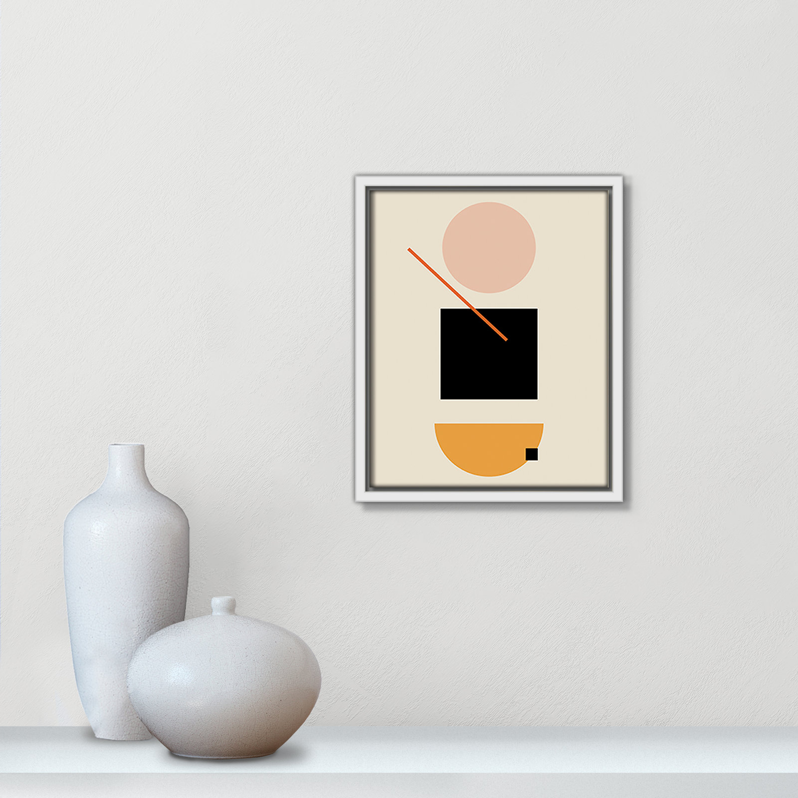 Simple Shapes by Daniela Santiago, 11.5" H x 9.5" W x 2" D, White Framed