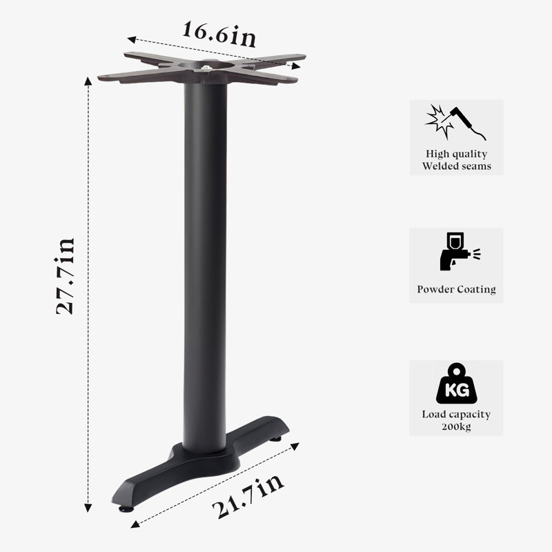 Set Of 2,H27.7 Cast Iron Table Base With "I" Type Table Feet , Table Leg Black