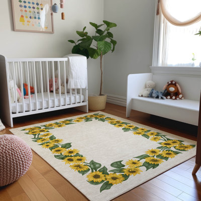 Premium Machine Washable Cerrito AMF172 Yellow Rug