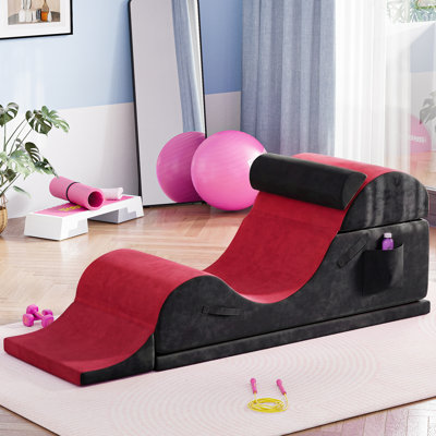 2-in-1 Foldable Yoga Chair with Removable Washable Cover, Ergonomic Chaise Lounge and Bed Bench for Home Studio
