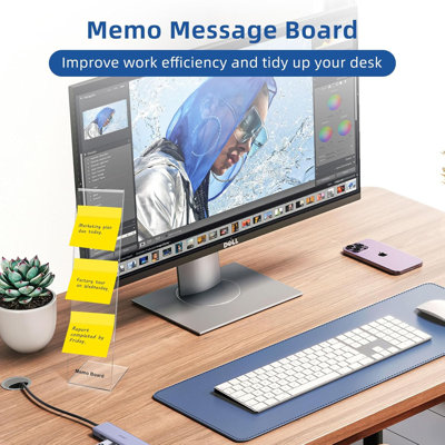 Monitor Memo Board Holder by Computer Screen Acrylic Sticky Note Stand Message Panel Reminder