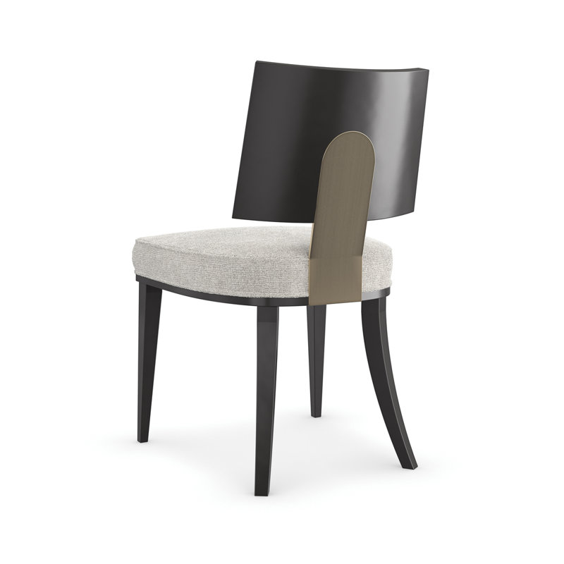 Cream Upholstered Side Chair with Black Wood Frame