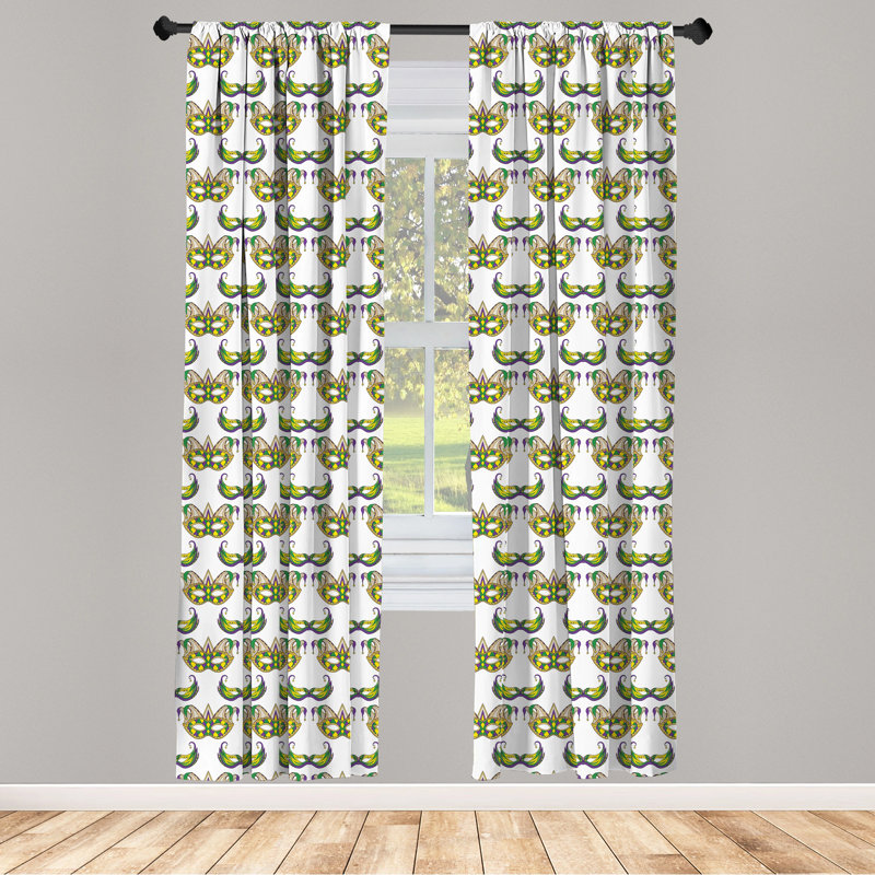 Mardi Gras Semi-Sheer Rod Pocket Curtain Panels, 28" x 84"