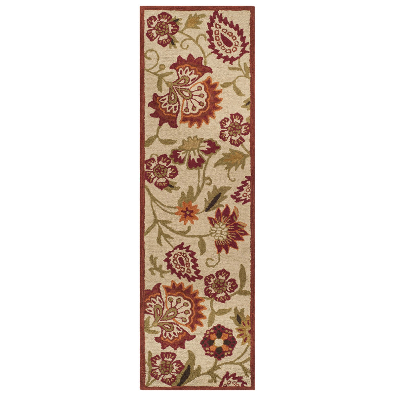 Emrick Blossom Hand Hooked Wool Floral Rug, Runner 2'3" x 8'