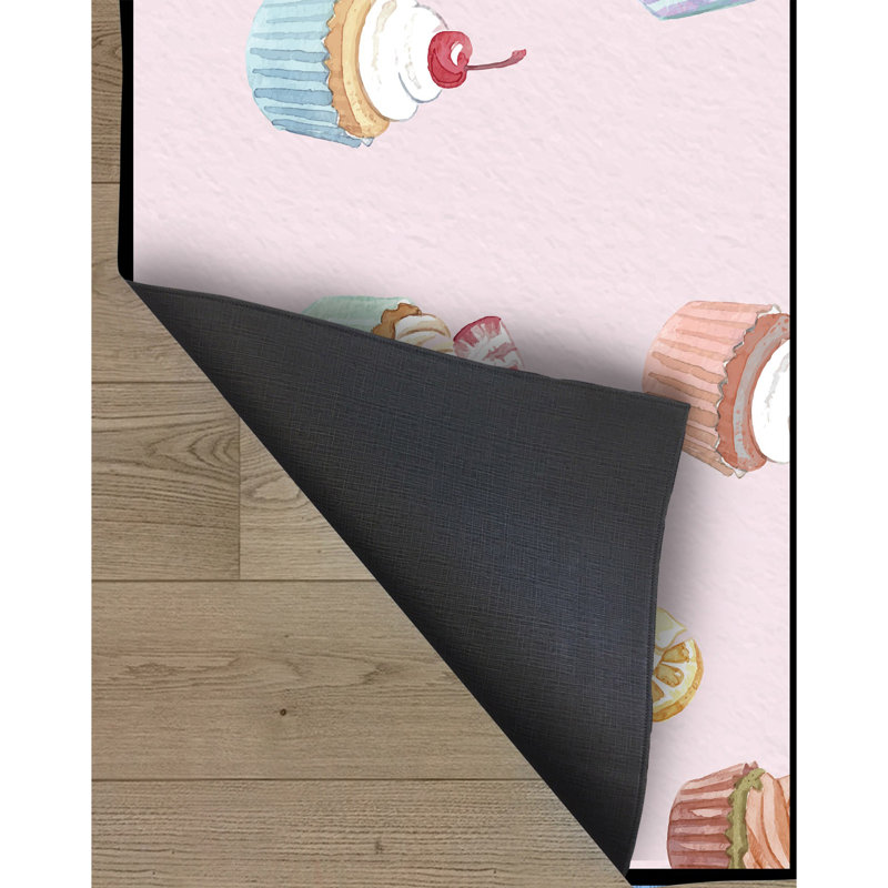Tapis rose / crème / bleu en jute tissé à la machine Mcdonagh, Rectangle 4 pi 4 po x 6 pi 3 po