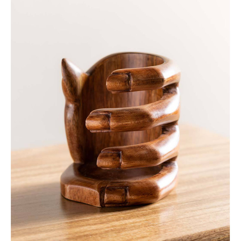 Artisan Carved Hand Wine Bottle Holder