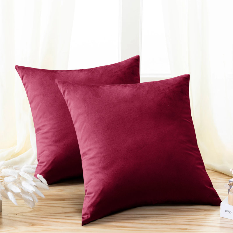 Crushed Velvet Scatter Cushion Cover Set, Burgundy