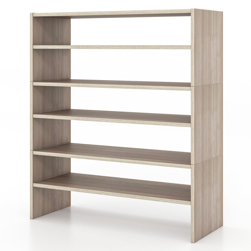 16 Pair Stackable Shoe Rack, Natural Wood