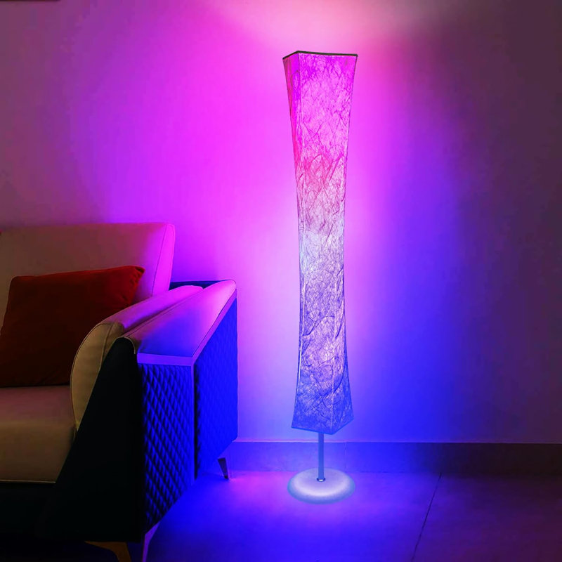 Floor Lamp, Smart Led Lamp RGB Color Changing With APP & Remote Control, DIY Mode, Music Sync Standing Modern Corner Lamp For Living Room Bedroom Game (Square With Stand, 62 Inch)