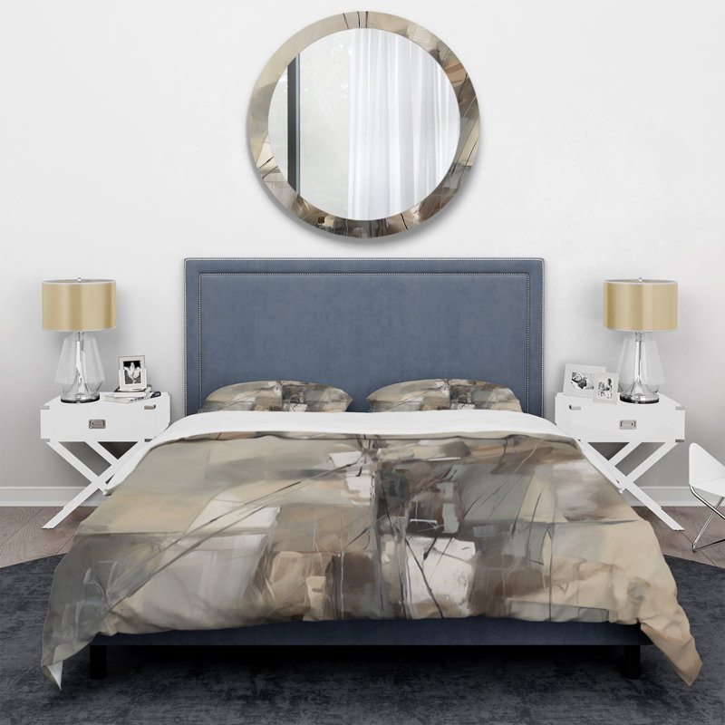 Ensemble de housse de couette à motif abstrait en microfibre / polyester, Housse de couette pour très grand lit et 2 très