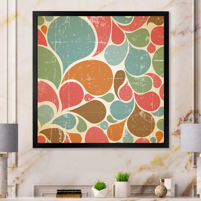 Motif abstrait coloré et coloré - reproduction de cadre photo sur toile, Cadre noir, H 16 po x l 16 po x P 1 po