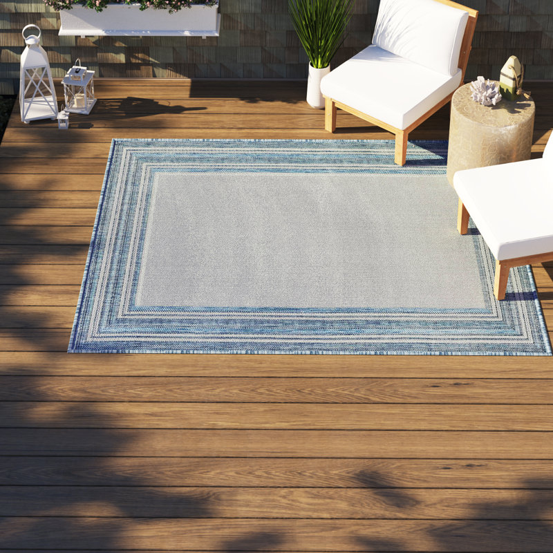 Bugbee Geometric Indoor / Outdoor Rug, Square 7'10"