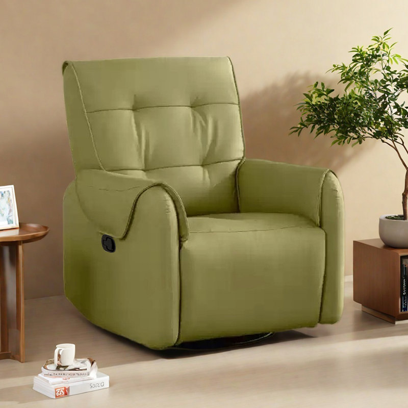 Versatile 360° rotating Recliner with Faux Leather, Green