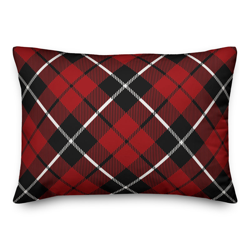 Plaid Throw Pillow, Indoor, Red/Black