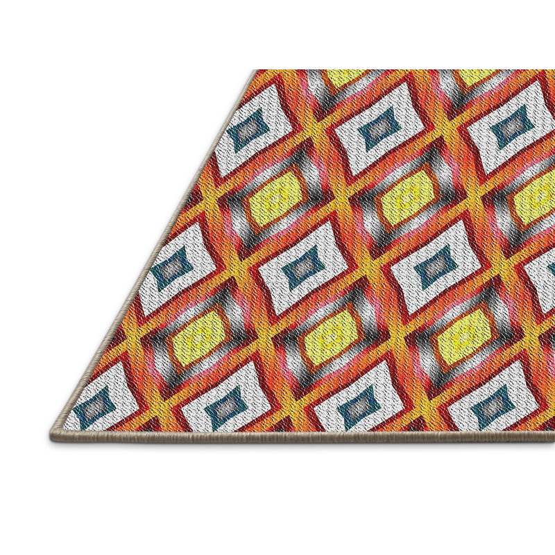 Tapis orange / jaune Power Loom, Rectangle 5 pi x 7 pi