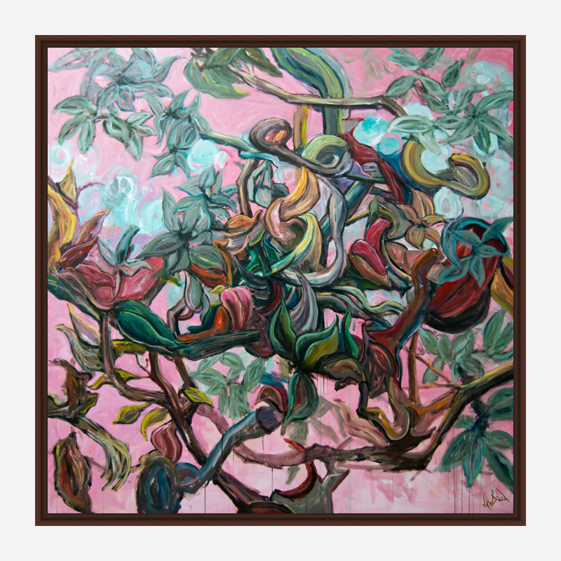 Aviary II - Artist Enhanced Canvas Print, 21.5" H x 21.5" W x 1.75" D, Brown Framed Canvas