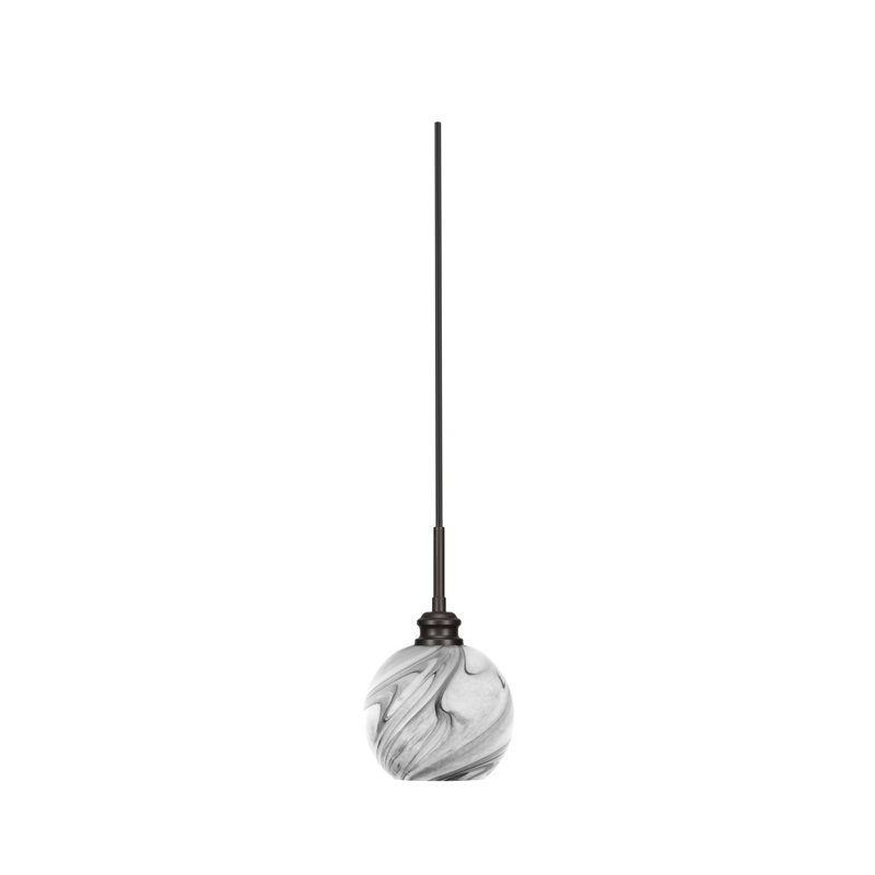 Mini-luminaire suspendu à cordon Edge avec verre tourbillon onyx de 5,75 po, Nickel brossé