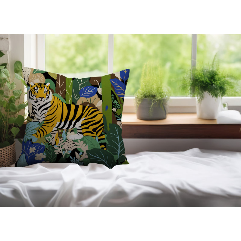 Oreiller carré réversible intérieur / extérieur Kyo Tiger, Carré 19 po, Marine