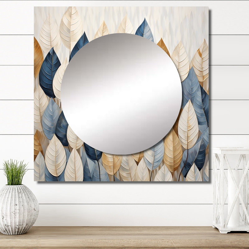 Itasha - Miroir mural à feuilles pour chambre à coucher, 23 po x 23 po