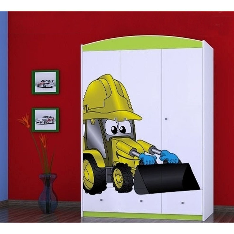 Artin 3 Door Wardrobe, Green