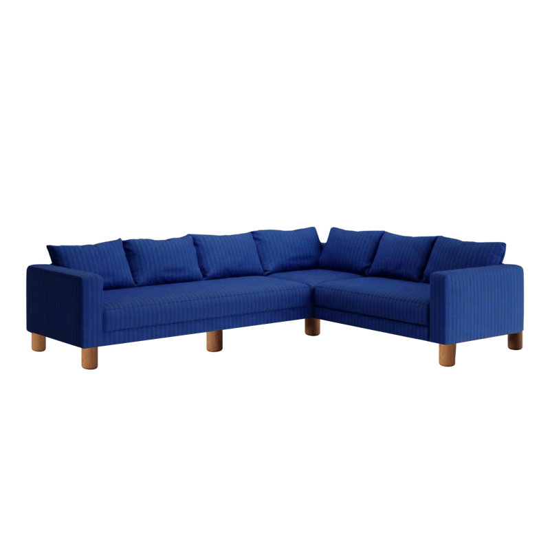 Canapé modulaire 6 places Essential, Cobalt Striped Hemp Blend, À cylindre