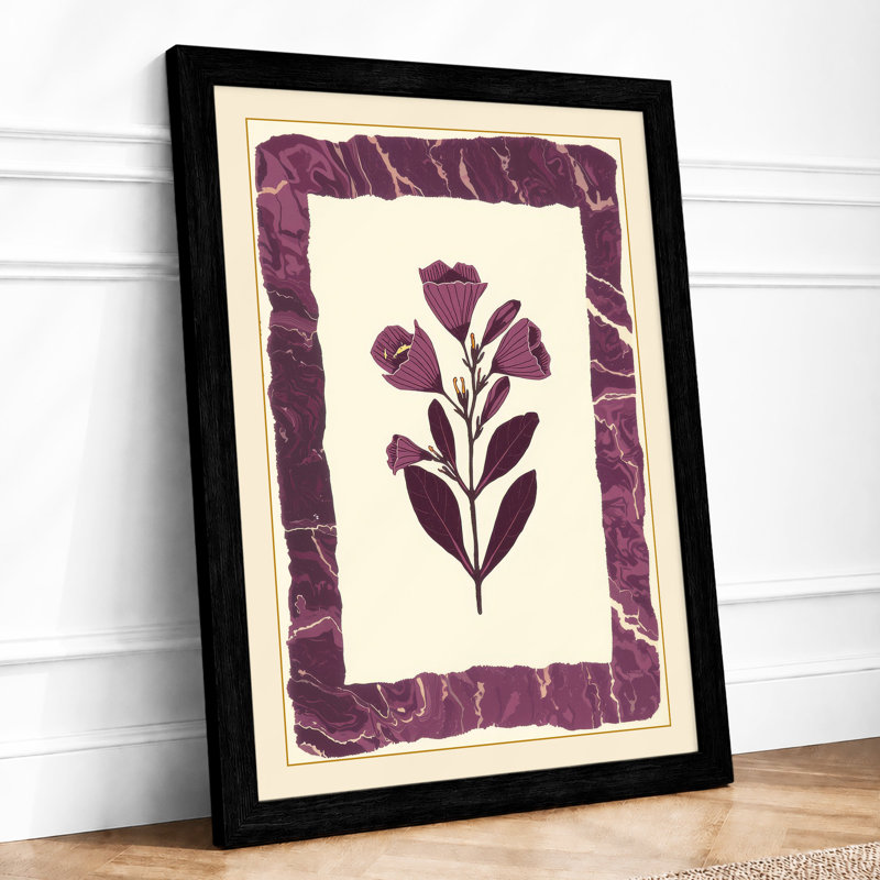 Framed Purple Bloom Botanical - Framed Print, A2 - 59.4 x 42.0 cm, Black