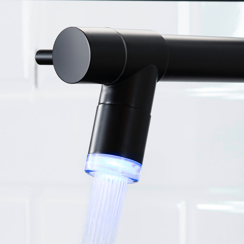 Contemporary Led Kitchen Sink Faucet - Pull Down , Black, Single Handle, Easy Maintenance With Pull-Down Spray Lever, Materials