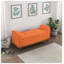 Banc de rangement relevable de style moderne du milieu du siècle, avec revêtement capitonné orange et finition en bois de noyer
