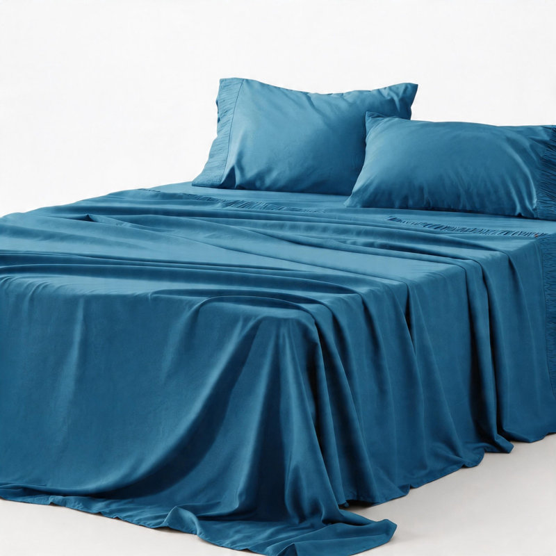 Ensemble de draps doux pour grand lit, 4 pièces, microfibre de polyester (bleu sarcelle)