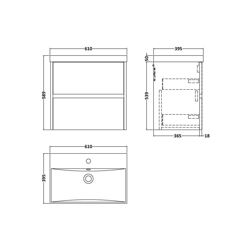 Havana Bathroom Vanity, Soft Linen, 61cm W