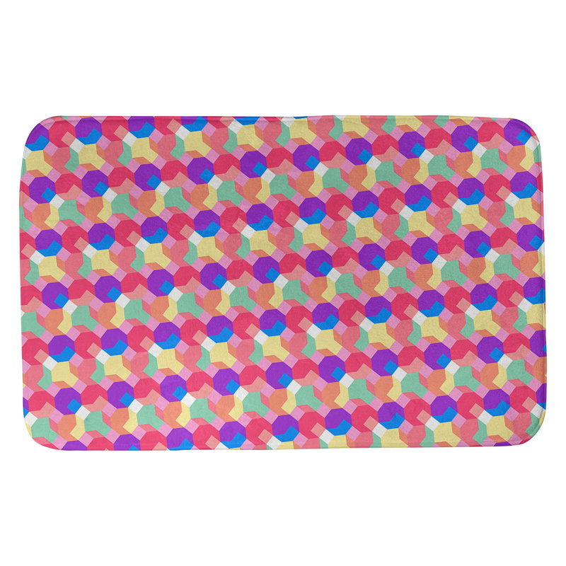 Tapis de bain octogons Avicia, l 21 po x L 34 po, Rose foncé