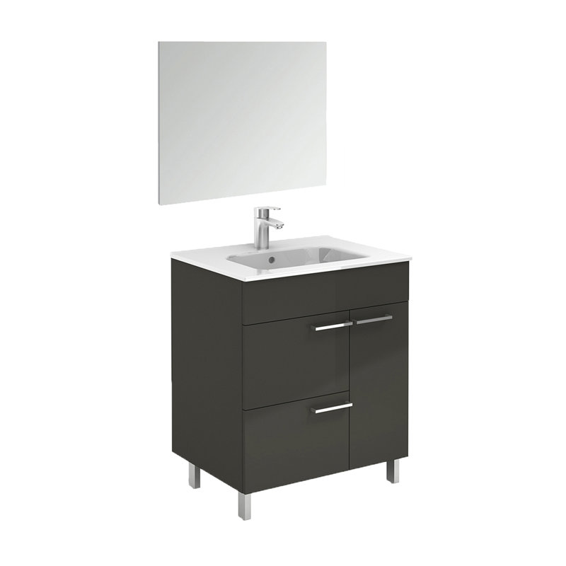 Elegance 32" Anthracite MDF Freestanding Single Vanity with Ceramic Top