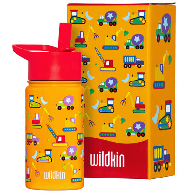 Wildkin Kids 14oz Stainless Steel Water Bottle – BPA-Free, Leakproof, Insulated, Easy-Clean - Under Construction