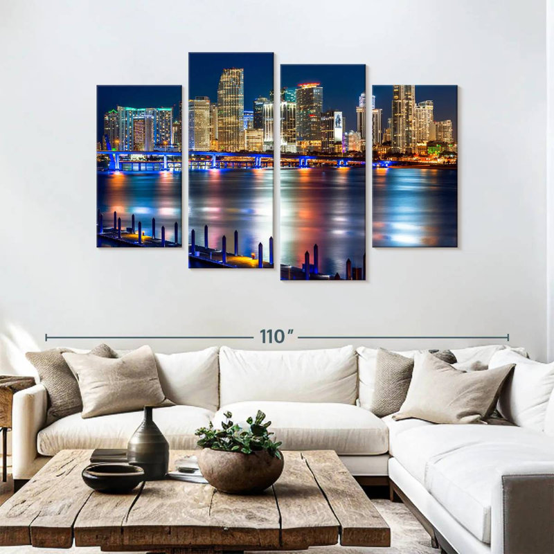 Sireci Luminous Miami Skyline, 54" H x 84" W