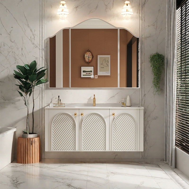 Armoire de salle de bain rétro française, H 21,6 po x l 47,2 po x P 21,6 po