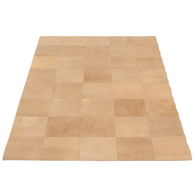 Tapis brun clair en cuir fait à la main Aronas
