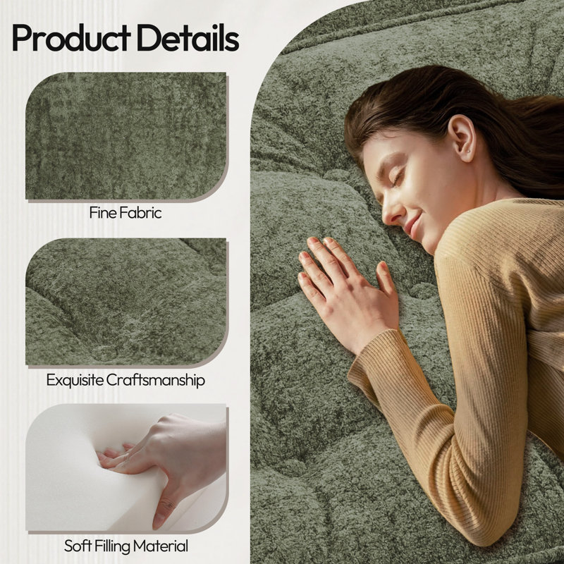 Folding Sofa Bed with Pillow, Convertible Comfy Couch Bed for Adults, Modern Velvet Design for Apartment Living Room and Bedroom, Single Size