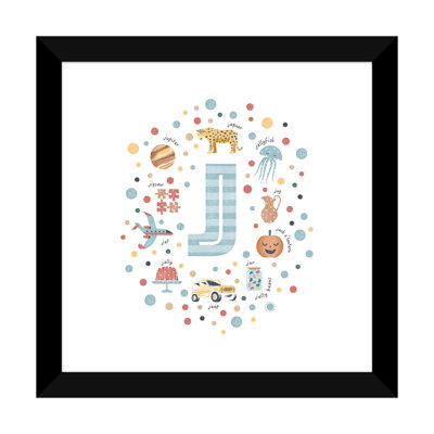 Lettre illustrée J bleue - impression
