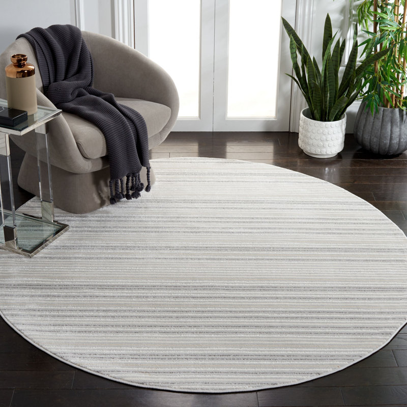 Whisper Performance Striped Rug, Round 6'7"