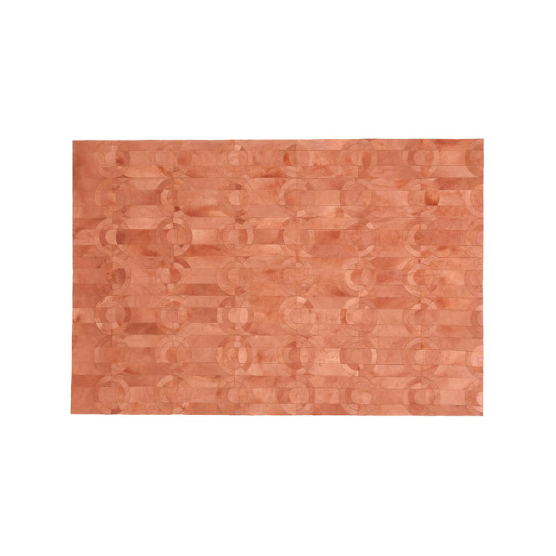 Cowhide Geometric Area Rug in Shrimp, Rectangle 10' x 14'