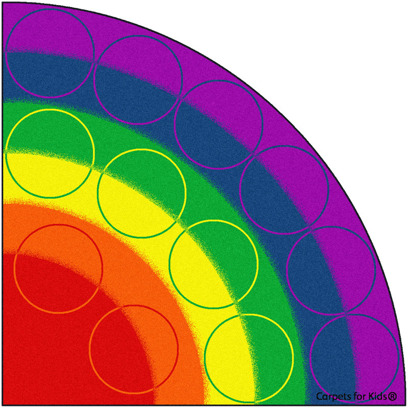 Tapis multicolore capitonné Rainbow Rows Seating, Tranche 6 pi